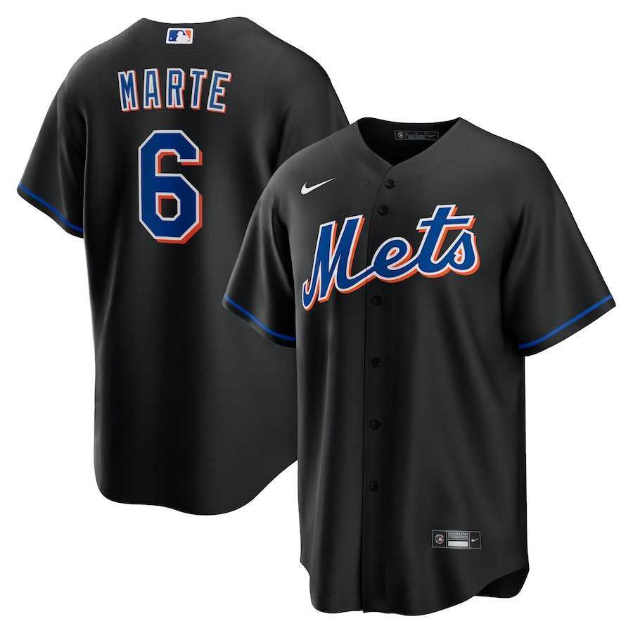 Men%27s New York Mets #6 Starling Marte Black Stitched Cool Base Nike Jersey->nfl m&n throwback->NFL Jersey
